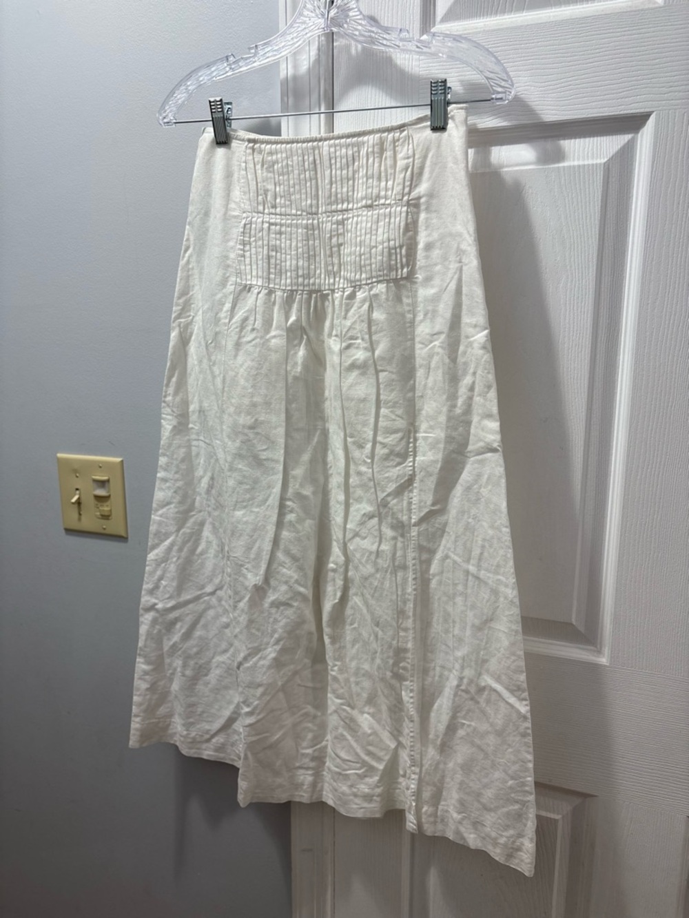 Hansen & Gretel Anthropologie White Midi Skirt Linen/ Cotton Size Small
